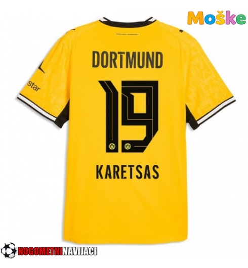 Moške Nogometnih dresov Borussia Dortmund Konstantinos Karetsas #19 Domači 2026-27 Kratki rokavi Moške Nogometnih dresov Borussia Dortmund Konstantinos Karetsas #19 Domači 2026-27 Kratki rokavi